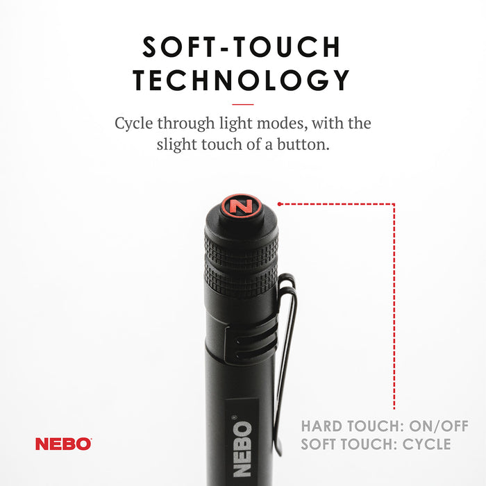 NEBO Inspector soft-touch switch