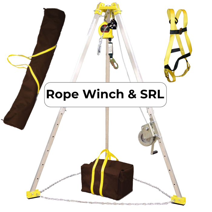 FrenchCreek Rope Confined Space Entry Rescue Tripod System - w/Rope SRL
