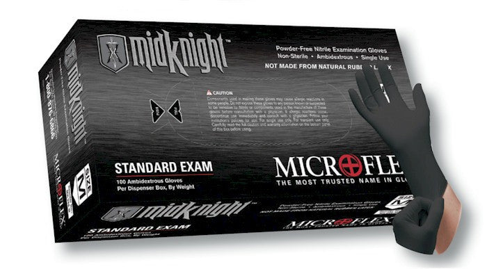 Microflex MK-296 MidKnight Powder-Free Black Nitrile Glove
